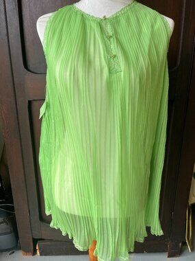 NWT Vtg 1960s Vanity Fair Pleated Babydoll Nightgown Set Small Green Isle Nordst